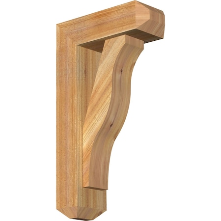 Ekena Millwork Funston Craftsman Rough Sawn Bracket w/ Offset Brace, Western Red Cedar, 6"W x 16"D x 28"H BKT0604X16X28FST04RWR